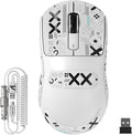 ATTACK SHARK X3MAX Wireless Gaming Mouse,PixArt PAW3950 Gaming Sensor,Up to 42K DPI,100 Million Micro,49g Lightweight Tri-Mode(BT5.2/2.4Ghz/Wired) Mice with Coiled Cable-White&Tape