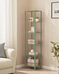 TUTOTAK Bookshelf, 6-Tier Tall Book Shelf, Narrow Bookcase for Small Space, DIY Stackable Bookshelf, for Living Room, Office, Study, Entryway, Industrial, Olive Green BS01BOG006