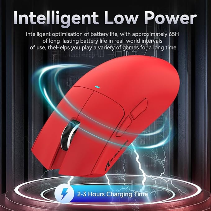 ATTACK SHARK X11 Ultra-Light Triple Mode Gaming Mouse PAW3311 Optical Sensor 22K DPI 5 programmable Buttons with Magnetic Charging Stand for PC/Mac Red&Sticker