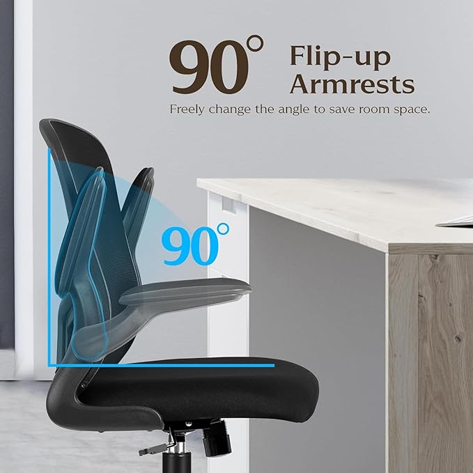 FelixKing Office Desk Chairs, Ergonomic PC Desk Chair with Wheels, Adjustable Lumbar Support and Height, Swivel Computer Chair with Flip-up Armrests and Ergo Mesh Backrest(Black, Pack of 8)