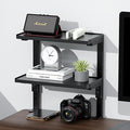 2-Tier Desk Shelf, Expandable Under Desk Storage, Clamp on Desk Shelf, Desktop Accessories for Offices, Study Rooms, and Game Rooms (Black)