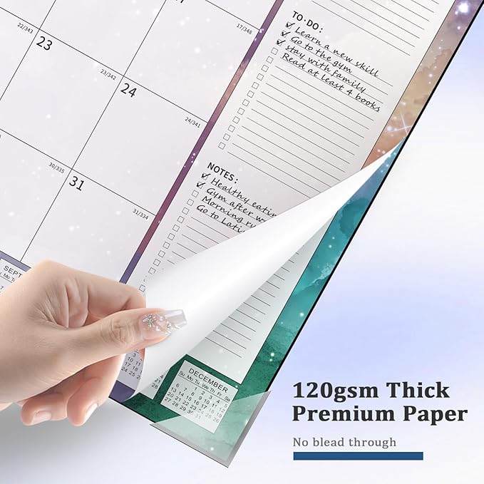 Ospelelf Desk Calendar 2026-2027 Large 22"x17" Monthly Family Planner Pad with Protective Cover 18 Months January 2026 - June 2027 Starry Sky