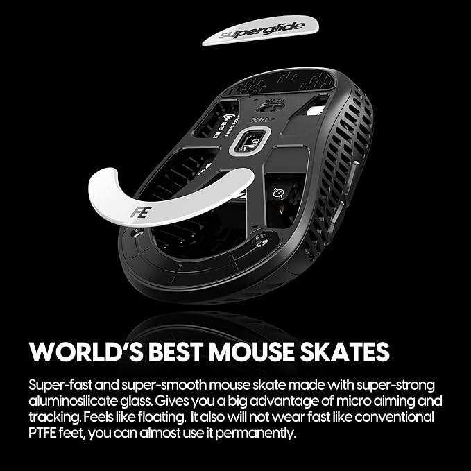 Superglide - Fastest and Smoothest Mouse Feet/Skates Made with Ultra Strong Flawless Glass Super Fast Smooth and Durable Sole for Pulsar Xlite Wireless / v2 & v2 Mini Wireless Gaming Mouse (White)