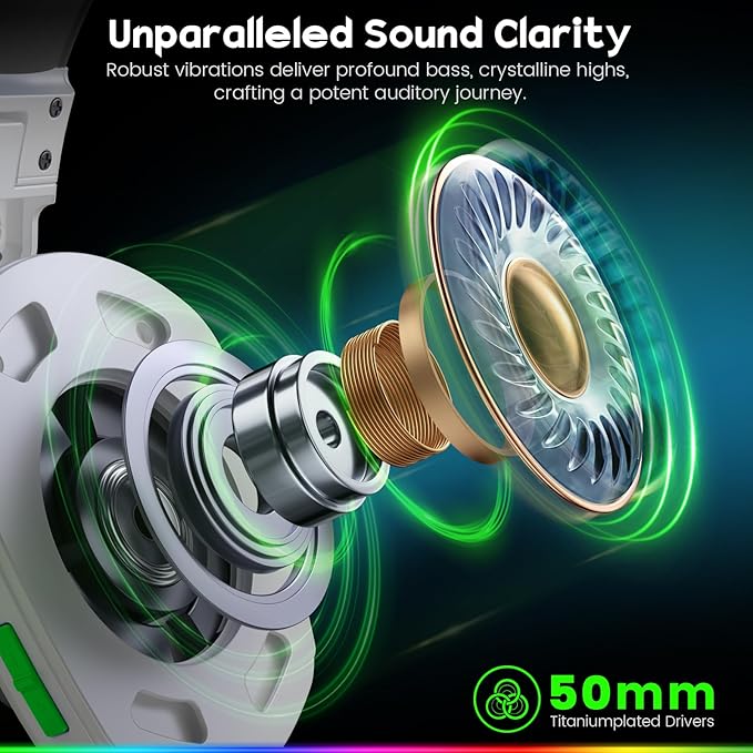 WESEARY Wireless Gaming Headset for PS5, PS4, PC, Laptop, Mac & Switch, Dual Low-Latency 2.4GHz USB/Type-C, Bluetooth Gaming Headphones with ENC Mic for Gamecube Accessories,3D Stereo,Colorful Light