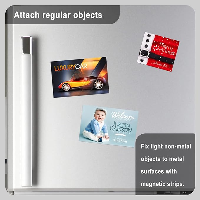 Magnetic Strips with 3M Adhesive Backing, Strong Magnetic Tape Flat Rubber Magnet Strip, Sticky Magnet Strips for Most Surfaces, Refrigerator Whiteboard Dry Erase Board (4 pcs, 150 x 60 x 2 mm)