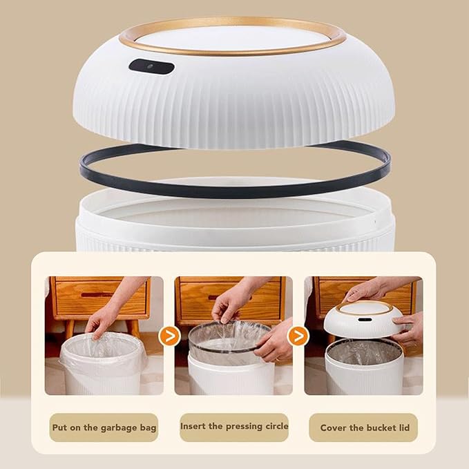Aramox Motion Sensor Trash Can, 3 Gallon Smart Garbage Can Water Proof Touchless Trash Can Slim Small Trash Bin Compatible with Kitchen Bedroom (White)