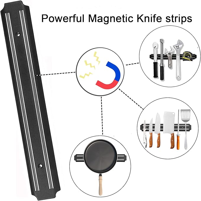 Magnetic Knife Holder 15in Magnetic Knife Strip for Wall, Powerful Magnetic Knife Rack, Securely Hang Knives on Multipurpose Tool Holder