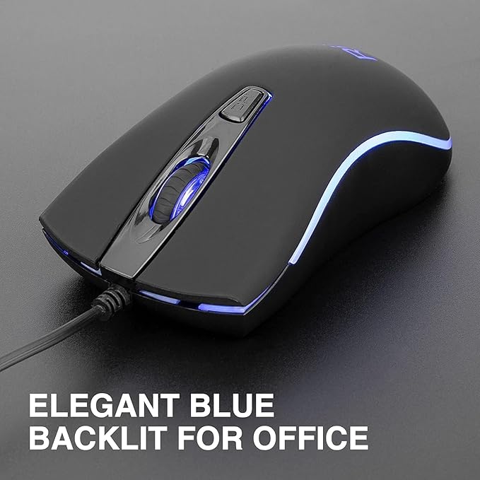 Rii Wired Mouse, Computer Mouse with Blue Backlit,Comfortable Grip Ergonomic Optical,USB Wired Mice Support Windows PC, Laptop,Desktop,Notebook,Chromebook (2PACK)