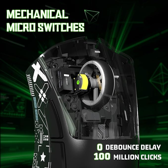 ATTACK SHARK V3 Ultra-Light Wireless Gaming Mouse,PAW3311 Sensor, 500mAh, 62g, 25KDPI 2.4G/BT/USB-C Rechargeable Wireless Mouse with 5 Programmable Buttons for Laptop,PC,Mac Gamer (Black Griptap)