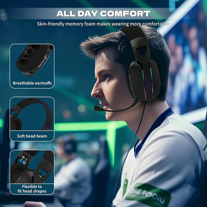 ATTACK SHARK L90 Ultra-Light Wireless Headset,RGB,Foldable,Triple- Mode-2.4Ghz/Bluetooth/Wired Gaming Headphone with mic,40mm Driver,7.1 Surround Sound,for Xbox/PS4/PS5/PC Customize via Software-Black
