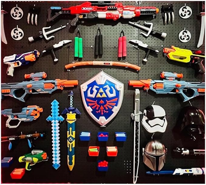 Wallpeg Peg Board for Nerf Gun Storage Organizer Kit 3 ea 24”x16” Pegboard Holder for Nerf Blasters Wall Organization