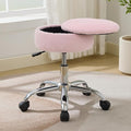 Gitrah Vanity Chair with Wheels Adjustable Vanity Stool with Storage Swivel Vanity Stool for Vanity Rolling Makeup Stool Chair Faux Fur Light Pink