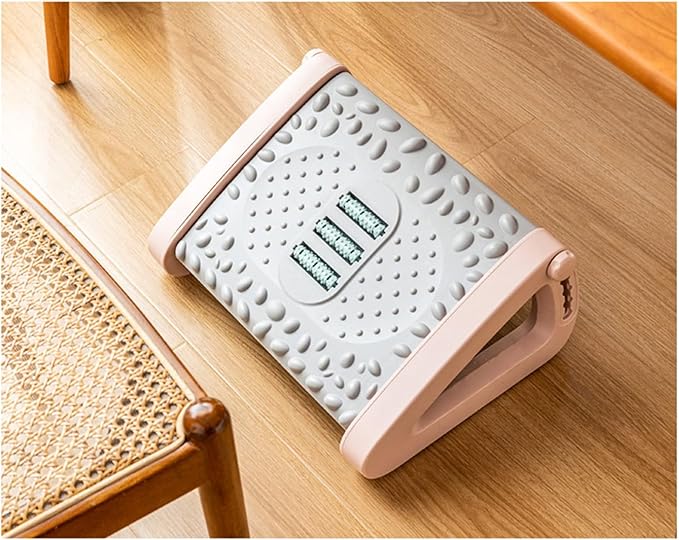Ergonomic Foot Stool Under Desk Footrest 6 Height Adjustable with Massage Texture Roller for Office ()