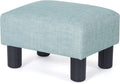Linen Ottoman Footrest, Small Stool with Plastic Legs, Light Blue