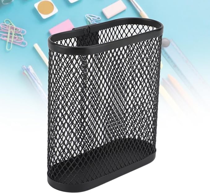 Wall Mounted Metal Mesh Pencil Holder, Black Office Desk Organizer, Storage Cup for Pegboard, Home, School, Kitchen