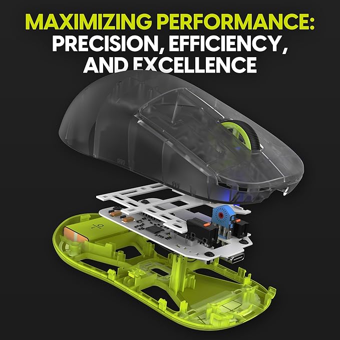 Pulsar Gaming Gears X2H Wireless Gaming Mouse, Ultra Lightweight 1.90 oz (54 g), Symmetrical, Optical Switch, 26000 DPI, PAW3395 Sensor (Medium, Wireless, Acidic Green) (Renewed)