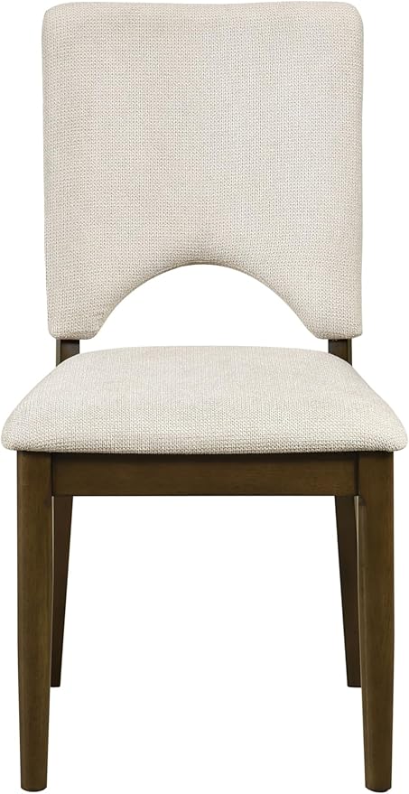 GOWE Contemporary 7pc Extendable Dining Set Table and 6X Upholstered Chairs Light Beige Self Storing Leaf Wooden Furniture Modern Contemporary Rectangle Tabletop Self-Storing Leaf