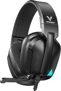 Vakedy Gaming Headset for PS5, PC, PS4, Xbox Series X, Switch, Wired Over Ear Headphones with Noise Cancelling Mic, Stereo Sound, Folding Design, 3.5mm Audio Jack(Black)