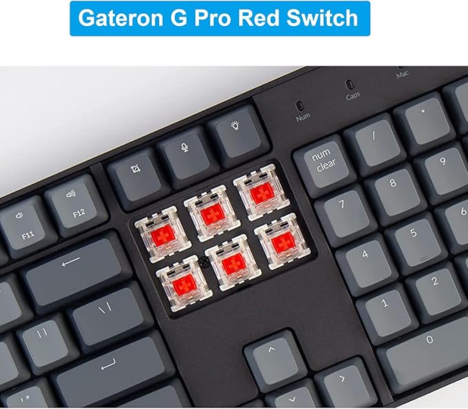 Keychron K10 Wireless Mechanical Gaming Keyboard, 104 Keys Full Size with Gateron G Pro Red Switch, White LED Backlight Rechargeable USB-C Wired Bluetooth Professional Office Keyboard for Mac/Windows