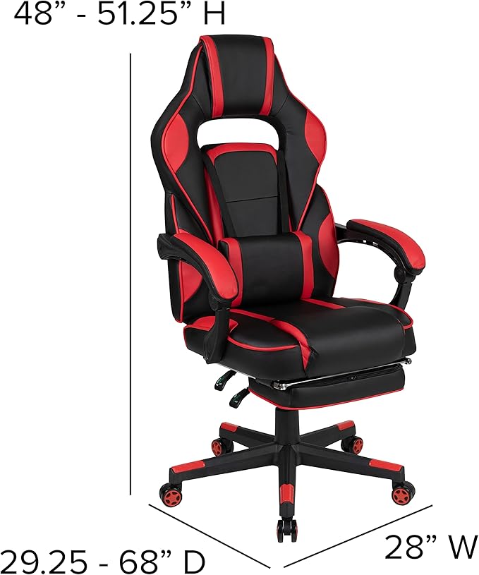 Flash Furniture Optis Gaming Desk with Cup Holder/Headphone Hook/Removable Mousepad Top & Red Reclining Back/Arms Gaming Chair with Footrest