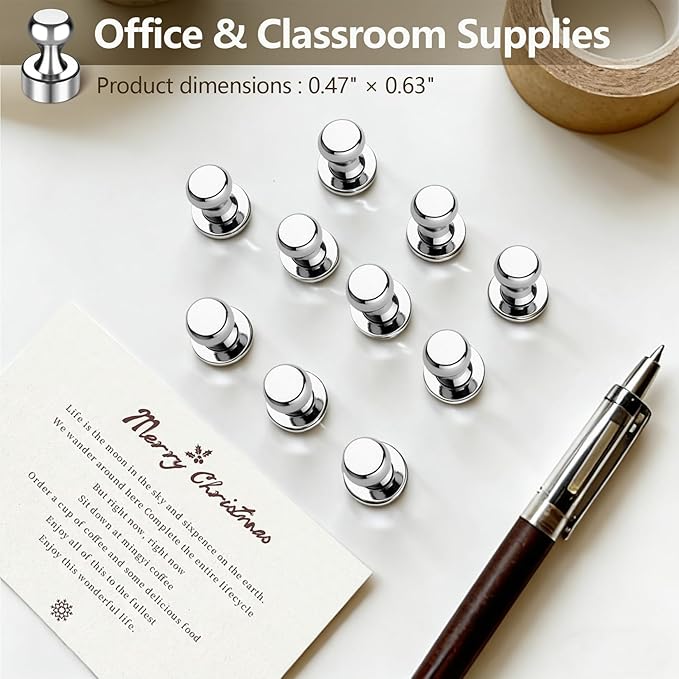 16 Pcs Fridge Magnets, Refrigerator Magnets, Small Strong Magnets, Whiteboard Magnets for Fridge, Magnetic Push Pins for Locker, Kitchen Decor and Accessories, Office, Classroom Organization