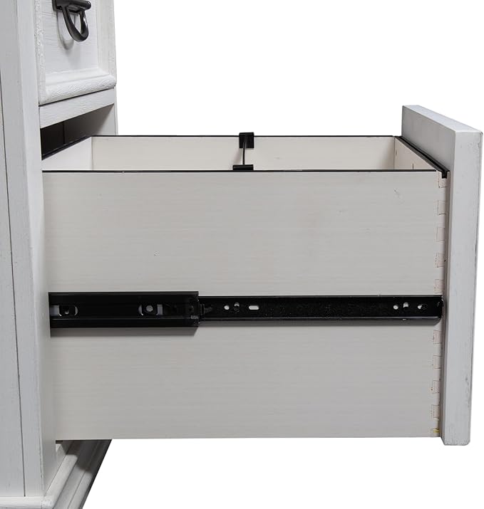 Liberty Furniture Allyson Park Opt L Shaped Desk Set with Locking File Drawer Cottage Home Office Storage - Wirebrushed White, Charcoal Tops Oak Wood