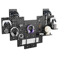 PEGZONE Controller and Headphone Holder Wall Mount, Modular Gaming Pegboard with Accessories, Controller Stand for Xbox PS5 PS4 Switch, Video Game Storage, Disc Shelf Organizer, 14pcs Pegboard, Black