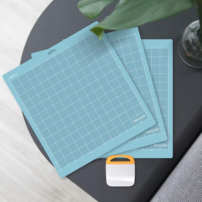 REALIKE LightGrip Cutting Mat Compatible with Cricut Maker 3/Maker 4/Maker/Explore 3/4/Air 2/Air/One (12x12 Inch 5 Mats), Blue Light Grip Adhesive Sticky Cutting Mats for Crafts
