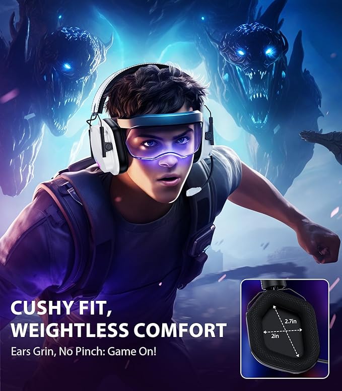 Vakedy Wireless Gaming Headset for PS5, PS4, PC, 2.4GHz Low-Latency & Bluetooth 5.4 Gaming Headphone with Noise Canceling Mic, 50mm Drivers, 50H Battery Wireless Headset for Switch, Mobile, Mac