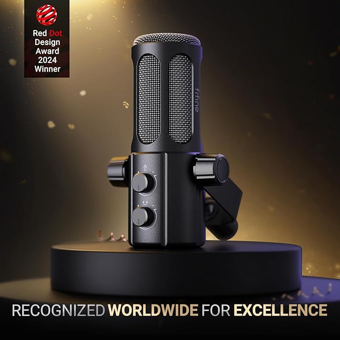 FIFINE Podcast Microphone, USB/XLR Vocal Dynamic Microphone for Streaming, Recording, Broadcast, Content Creator, Studio Microphone for PC with Mute Button, Headphone Monitoring-AmpliTank TANK6