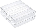 Kingrol 10 Pack 12 x 3 x 2 Inch Clear Drawer Organizer Trays, Desk Drawer Divider Storage Bins, Storage Box Set for Kitchen Bathroom Office Supplies