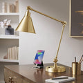 360 Lighting Wray 26 3/4" High Modern Desk Lamp with USB Charging Ports A+C Warm Brass Gold Metal Adjustable Arm Head for Bedroom Living Room House Bedside Home Office Reading Family