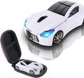 elec Space Wireless Mini Mouse with Case - Cute Sports Car Shape, Lightweight & Portable, 10m Range, Plug and Play (White)