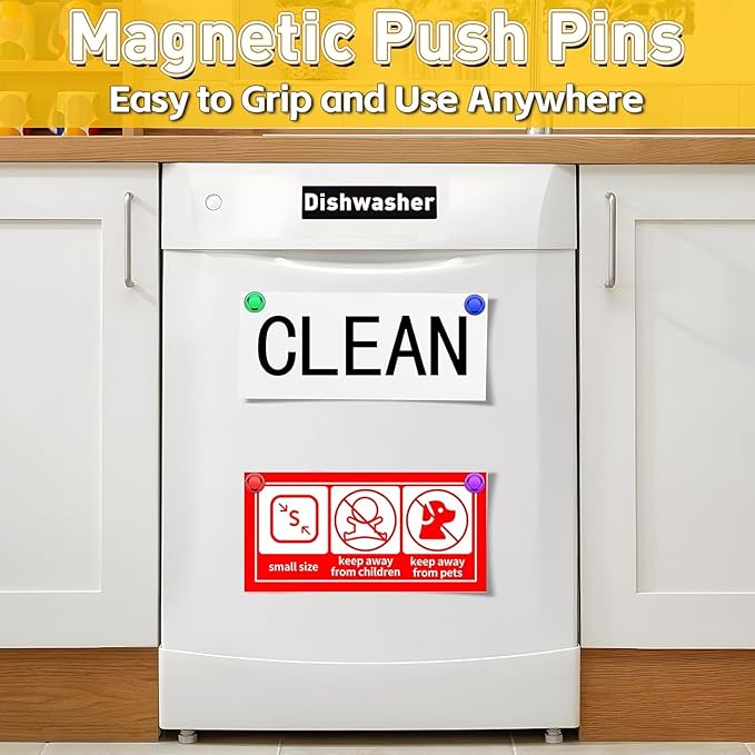 20 Pcs Fridge Magnets, Refrigerator Magnets, Small Strong Magnets, Whiteboard Magnets for Fridge, Magnetic Push Pins for Locker, Kitchen Decor and Accessories, Office, Classroom Organization