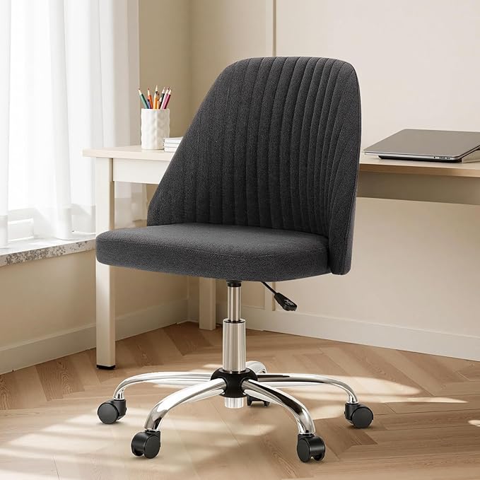 DUMOS Armless Wide Seat Rolling Desk Chair – Graphite