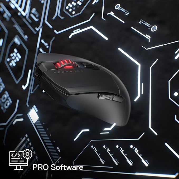 Redragon M995 Pro Wireless Gaming Mouse, 26000 DPI Ergonomic Mouse, BT & 2.4G, 6 Macro Buttons, 51G Ultra Lightweight, Reliable Power Capacity for PC/Mac/Laptop, Black