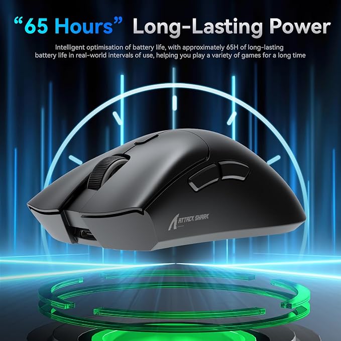 MAMBASNAKE Attack Shark R1 Wireless Gaming Mouse,PAW3311 Optical Sensor 18K DPI,59g Ultralight 2.4Ghz/BT/Wired Computer Mice for Win/Mac - Black