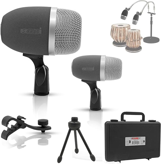 5 CORE Tabla Mics Professional Dual Microphone Set Best Condenser Mics for Instrument Bayan & Dayan Recording for Live On Stage Studio Temple Classroom - Tabla MIC 2XP