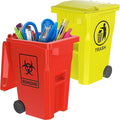 Wiosi Mini Garbage Trash Pen Holder for Desk and Tiny Recycle Bin Pencil Holder Red & Yellow, Pack of 2 - Storage for Pencil & Pen | Office Stationery to Organize the Desk | Ideal for Student Work