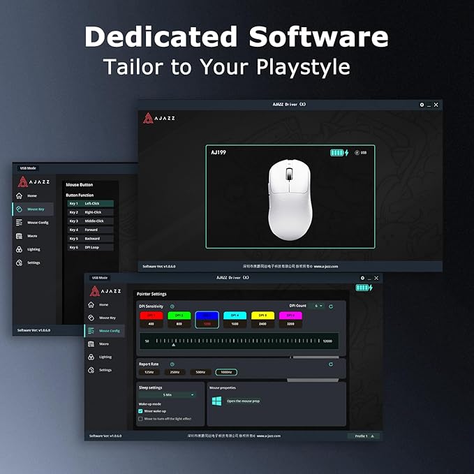 AJ199 Hybrid Wireless Gaming Mouse | Genuine Carbon Fiber Grip Shell | Tri-Mode 2.4G/Bluetooth/USB-C | 60g Balanced Lightweight | 24K DPI PAW3311 | 119mm Compact | PC/Mac/Travel | White