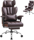 Furmax Big and Tall Office Chair, High Back Gaming Chair with Footrest for Heavy People, 400LBS Ergonomic Comfy Office Chair with Adjustable Armrests for Home Office (Brown)
