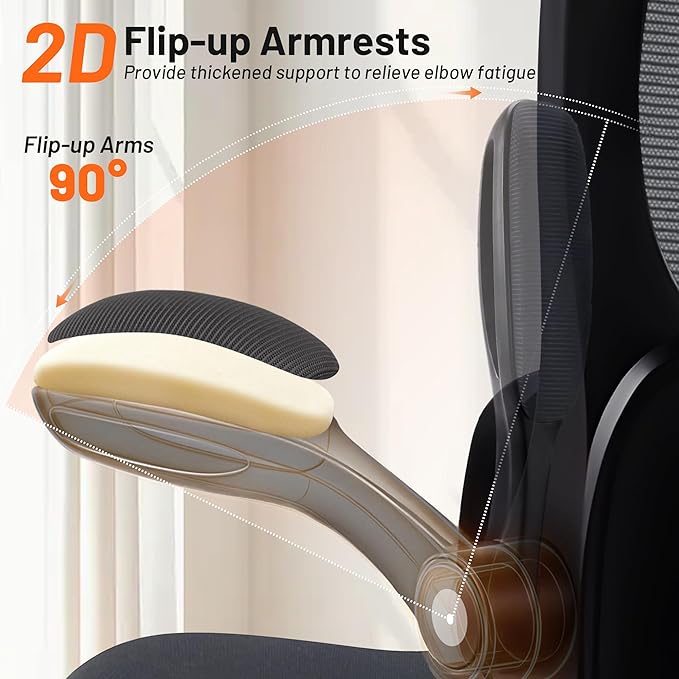 AreShark Drafting Office Chair - Ergonomic Tall Office Chair with Adjustable Footrest Ring - Counter Height Adjustable Rolling Standing Desk Chair with Lumbar Support and Flip-up Armrests for Home