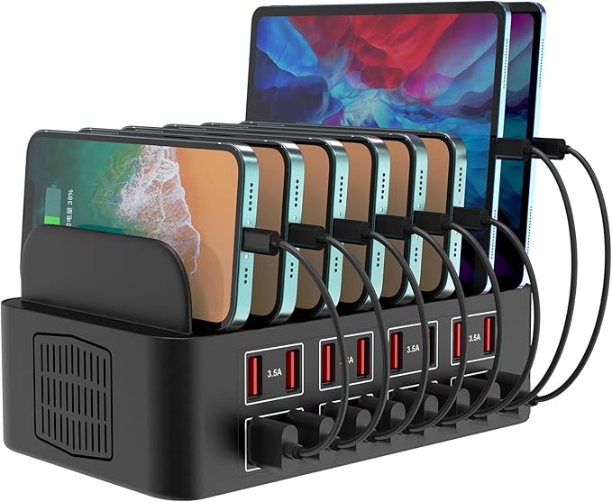 Charging Station for Multiple Devices,Cinlinso 150W/35A 16 Port USB Charging Station,Multi Device Fast Charger Organizer Compatible with iPad,Tablet,Kindle Cell Phone and Other Electronic