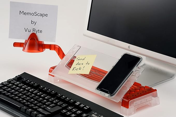 MemoScape Adjustable in-Line Document Holder for Typing | Reduces Neck Strain, Improves Focus, Boosts Desk Organization, and Workflow | Paper Holder Stand for Desk and Home Office - Red (VUR 3060)