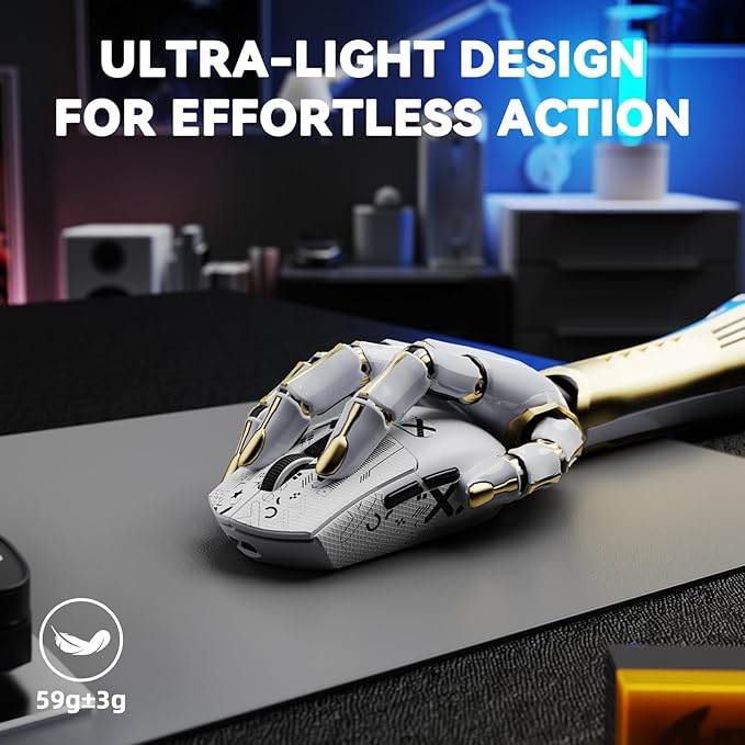 MAMBASNAKE ATTACK SHARK G3PRO Wireless Gaming Mouse with RGB Magnetic Charging Dock,Tri-Mode-2.4G/USB-C Wired/BT, 25K DPI,PAW3311 Optical Sensor,59g Ultra Lightweight,Slip Grip Tape for PC/Mac(White)