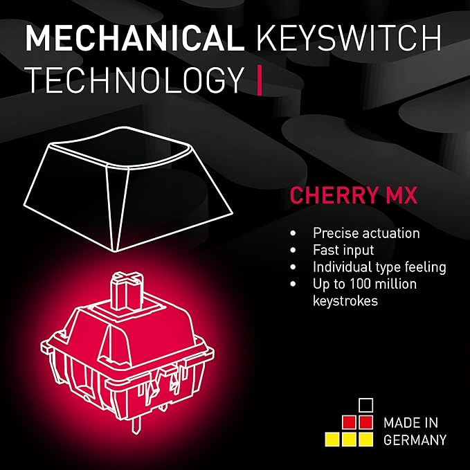 Cherry MX 3.0S, Wired Mechanical Gaming Keyboard, Robust Aluminum Housing, RGB-Lighting, Full Key Rollover, Anti Ghosting, MX RED Switches, White