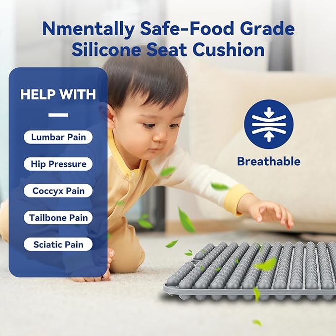 Seat Cushion for Long Sitting Hours on Office & Home Chair, with 3D Non-Slip for Office Chair Cushions, Car Seats, Airplane Seat, Wheelchair, Desk Chair,Cushion Lab, Long Trips (Grey)