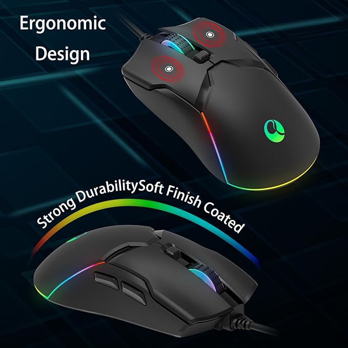 Wired Ergonomic Mouse,Gaming Mouse All Keys are editable, 12 Backlit Modes,8000 DPI Wired Optical Mouse,Software Supports DIY Keybinds Button for Gamer Bigger and Office