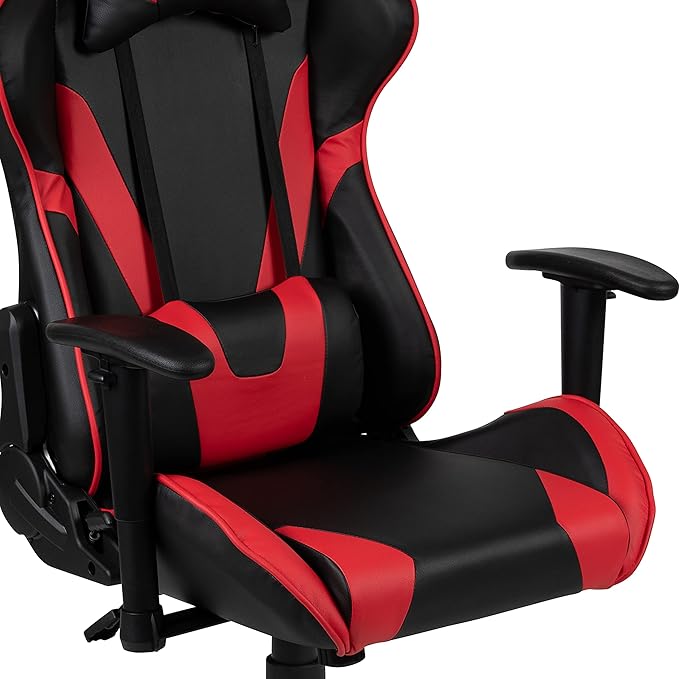 Flash Furniture Optis Black Gaming Desk and Red/Black Reclining Gaming Chair Set with Cup Holder, Headphone Hook, and Monitor/Smartphone Stand