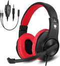 BlueFire Kids Headphones for Online School, Children, Teens, Boys, Girls, 3.5mm Stereo Over-Ear Gaming Headphone with Microphone and Volume Control for PS4, PS5, New Xbox One (Red)
